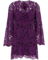 Dolce & Gabbana - Purple Lace Dress - Lyst
