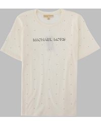 MICHAEL Michael Kors - Rhinestone Logo Cotton T-Shirt T-Shirts - Lyst