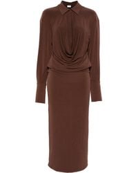 ANDAMANE - Lilia Midi Dress Deep V Collar Midi Dress - Lyst