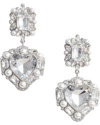 Self-Portrait - Zelfportret Crystal Pearl Heart Oorbellen - Lyst