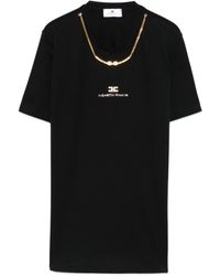 Elisabetta Franchi - T-Shirt Verfraaid Met Ketting - Lyst