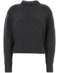 McQueen - Melange Dark Stretch Wool Blend Sweater - Lyst