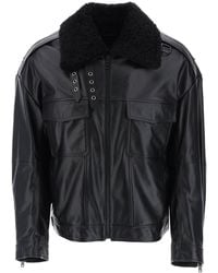 Dolce & Gabbana - Leather and Fur Biker Chaqueta - Lyst