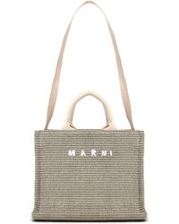 Marni - Olive Raffia Small Tote Bag - Lyst