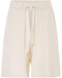 Majestic - Stretch Viscose Bermuda Shorts With Drawstring Waist - Lyst
