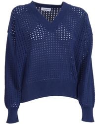 Kangra Cashmere - Pullover A Rete Manica Lunga - Lyst