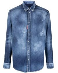 DSquared² - Distressed Effect Denim Shirt - Lyst