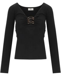 Elisabetta Franchi - Top With Logo - Lyst