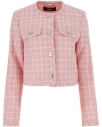 Versace - Checked Tweed Jacket With Medusa Head Buttons - Lyst