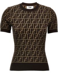 Fendi - Gebreide Top Met Ff Patroon - Lyst