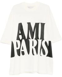 Ami Paris - – Oversize-Fit-T-Shirt mit kurzen Ärmeln und -Aufdruck - Lyst