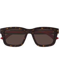 Gucci - Accessoires ,Bruin ,Wayfarer Stijl Zonnebril Met Web Detail - Lyst