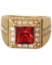 Dolce & Gabbana Vergoldeter Ring aus 925er Silber mit rotem Kristall