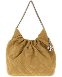 Tory Burch - Suede Mini Fleming Shoulder Handbag - Lyst