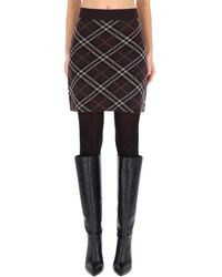 Burberry - Plaid Knit Cardigan And Mini Skirt Set - Lyst
