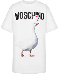 Moschino - Whimsical Goose Graphic Cotton T-Shirt - Lyst