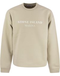 Stone Island - Crew Neck Sweatshirt Met Inscriptie - Lyst