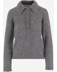 Chloé - Alpaca Blend Polo Shirt With Brushed Finish - Lyst