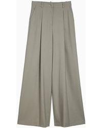 FEDERICA TOSI - Sage Wool Blend Wide Trousers - Lyst