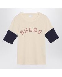 Chloé - Wool And Cotton T-Shirt With Logo - Lyst
