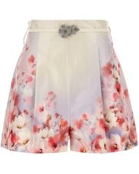 Zimmermann - Low-Waist Floral Silk And Cotton Shorts - Lyst