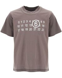 MM6 by Maison Martin Margiela - Gelaagd T -shirt Met Numeriek Handtekeningprinteffect - Lyst