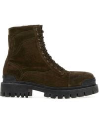 Balenciaga - Suede Combat Strike Ankle Boots With Rubber Sole - Lyst