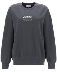 Ganni - Oversized Sweatshirt Met Logo -print - Lyst