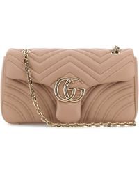 Gucci - Powder Nappa Leather Small Gg Marmont Shoulder Bag - Lyst