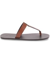 Saint Laurent - Cassandra Leather Thong Sandals - Lyst