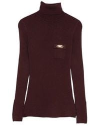 Elisabetta Franchi - Maglione Di Dolcevita Con Tasca - Lyst