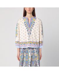 Etro - Floral Printed Cotton Blouse With Balloon Sleeves - Lyst