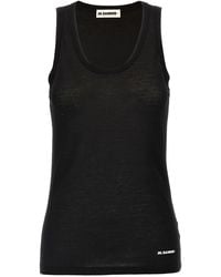 Jil Sander - Cotton Top With Front Logo Print - Lyst