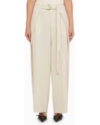 Ami Paris - Ivory Trousers With Belt - Lyst
