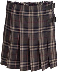 Burberry - "Check" Wool Mini Kilt - Lyst