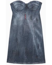 DSquared² - Washed Denim Mini Dress With Crystals - Lyst