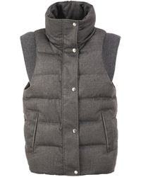 Peserico - Padded Gilet With High Neck And Lurex Knit Details - Lyst