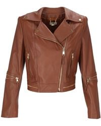 Elisabetta Franchi - Cropped Leather Jacket With Asymmetrical Zipper And Accents - Lyst