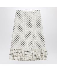 Valentino - Ivory Polka Dot Skirt With Ruffles - Lyst
