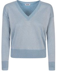 Base London - Cotton Blend V Neck Sweater - Lyst