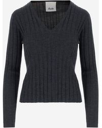 Allude - Allumez un pull en laine avec motif rayé - Lyst