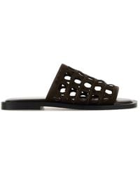 Ferragamo - Dark Suede Barbados Slippers - Lyst