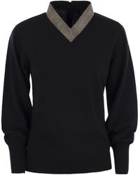 Fabiana Filippi - V-Neck Sweater With Necklace - Lyst