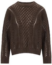 Twinset - Chocolate Perforated Crewneck Sweater - Lyst