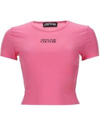 Versace Jeans Couture - T-Shirt Crop Con Logo - Lyst