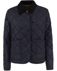 Fay - Quilted Jacket With Corduroy Collar And Hook - Lyst