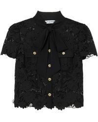 Self-Portrait - Tie Neck Lace Top - Lyst