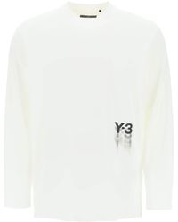 Y-3 - T -shirt Met Lange Mouwen Met Logo -print - Lyst