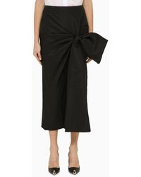 Alexander McQueen - Bow-embellished Slim-fit Woven Midi Skirt - Lyst