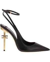 Elisabetta Franchi - Nappa Leder Slingback mit Riemen - Lyst